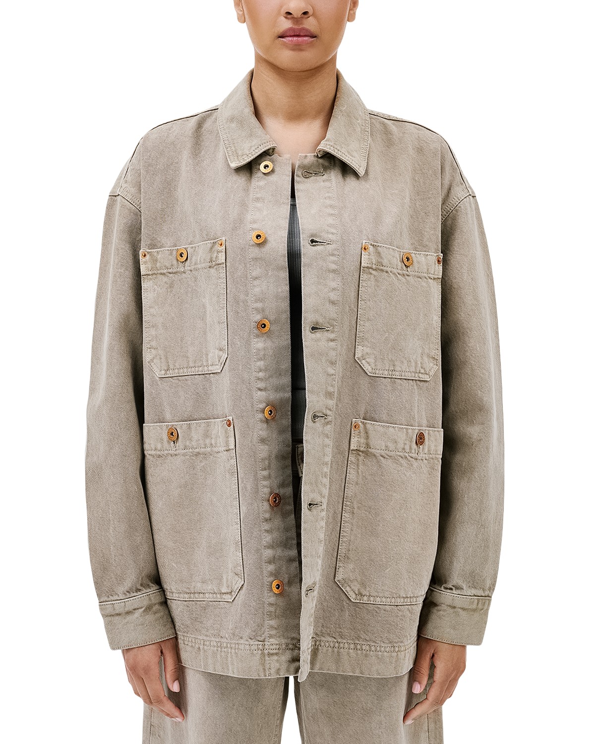Slvrlake Oversized Denim Worker Jacket in Driftwood in Drift Wood