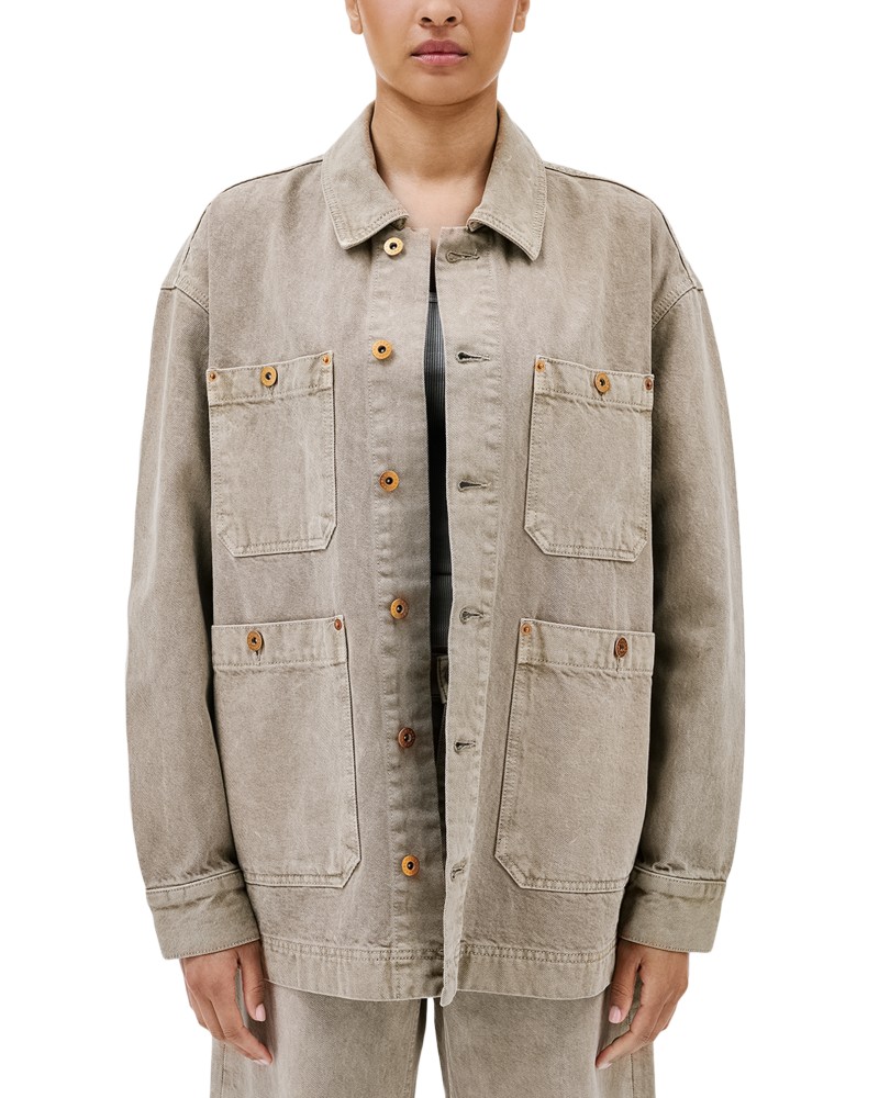 Slvrlake Oversized Denim Worker Jacket in Driftwood in Drift Wood