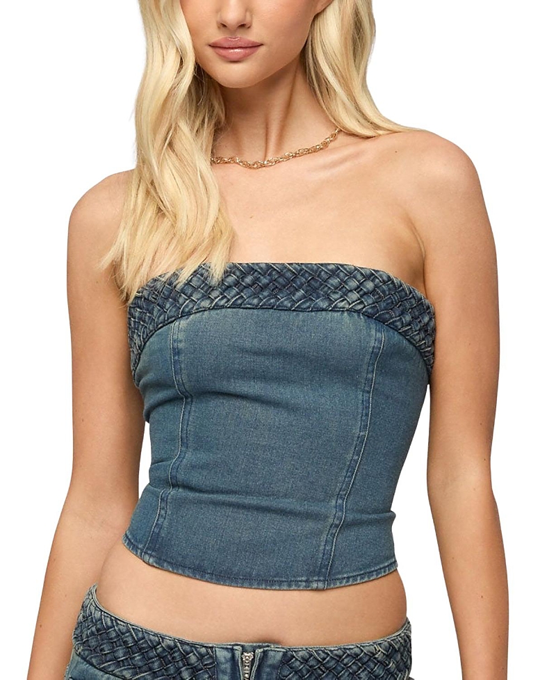 Edikted Braidey Strapless Denim Top