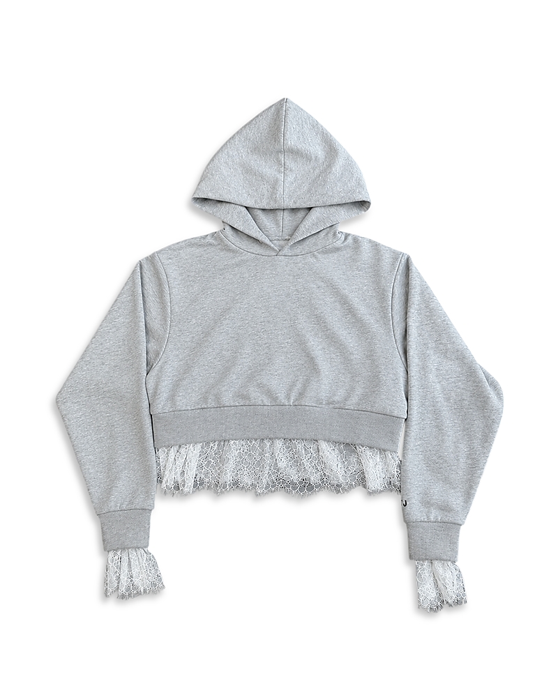 KatieJnyc Girls' Tween Tristan Lace Crop Hoodie - Big Kid