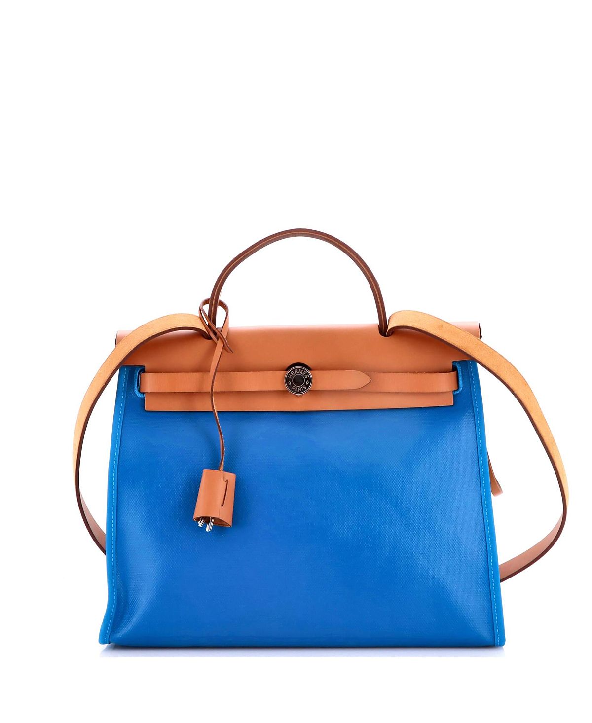 Pre-Owned HERMES 31 Herbag Zip Berline Vache Canvas and Leather