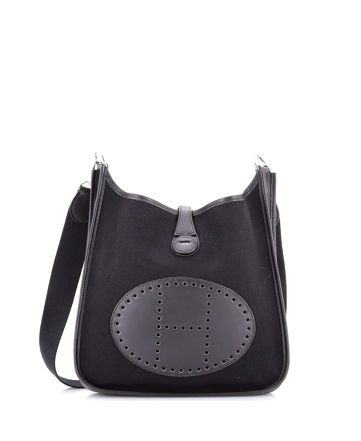 Pre-Owned HERMES Pm Evelyne Bag Gen I Toile and Leather