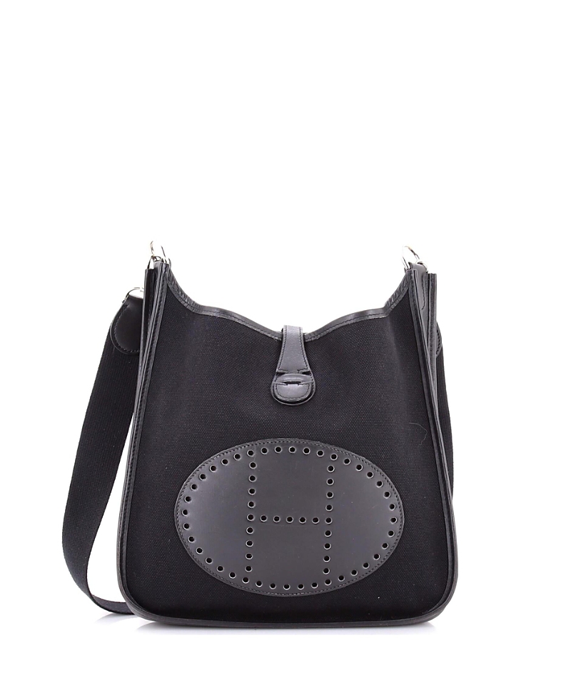 Pre-Owned HERMES Pm Evelyne Bag Gen I Toile and Leather