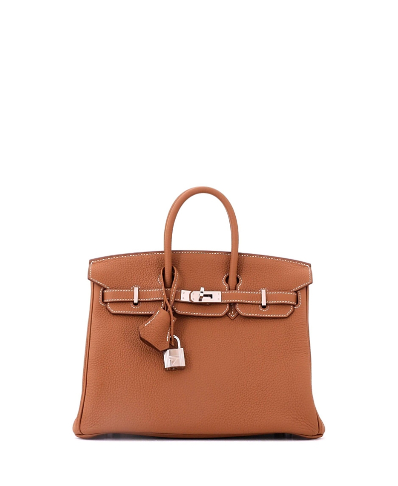 Pre-Owned HERMES Birkin 25 Handbag Brown Togo with Palladium Hardware