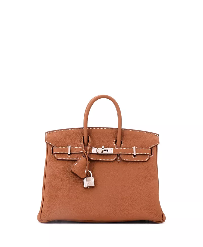 Pre-Owned HERMES Birkin 25 Handbag Brown Togo with Palladium Hardware