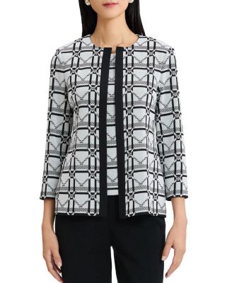 Monochrome Geometric Knit Jacket