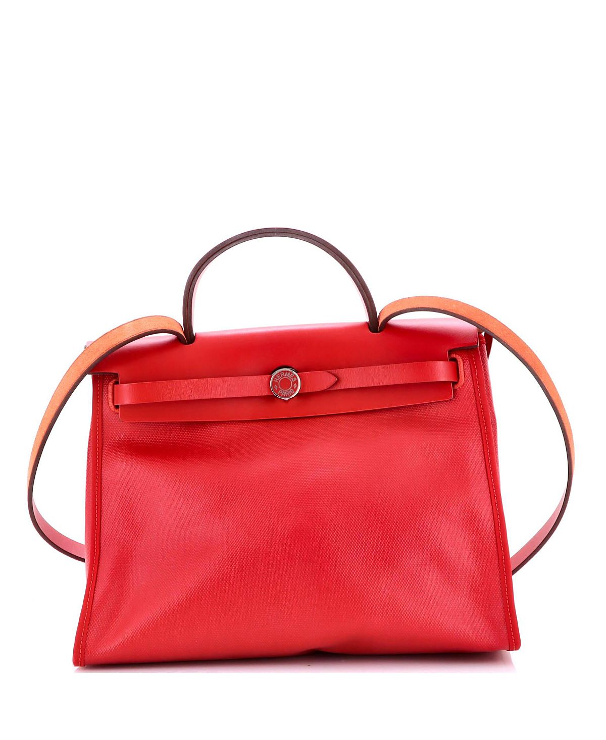 Pre-Owned HERMES 31 Herbag Zip Berline Vache Canvas and Leather