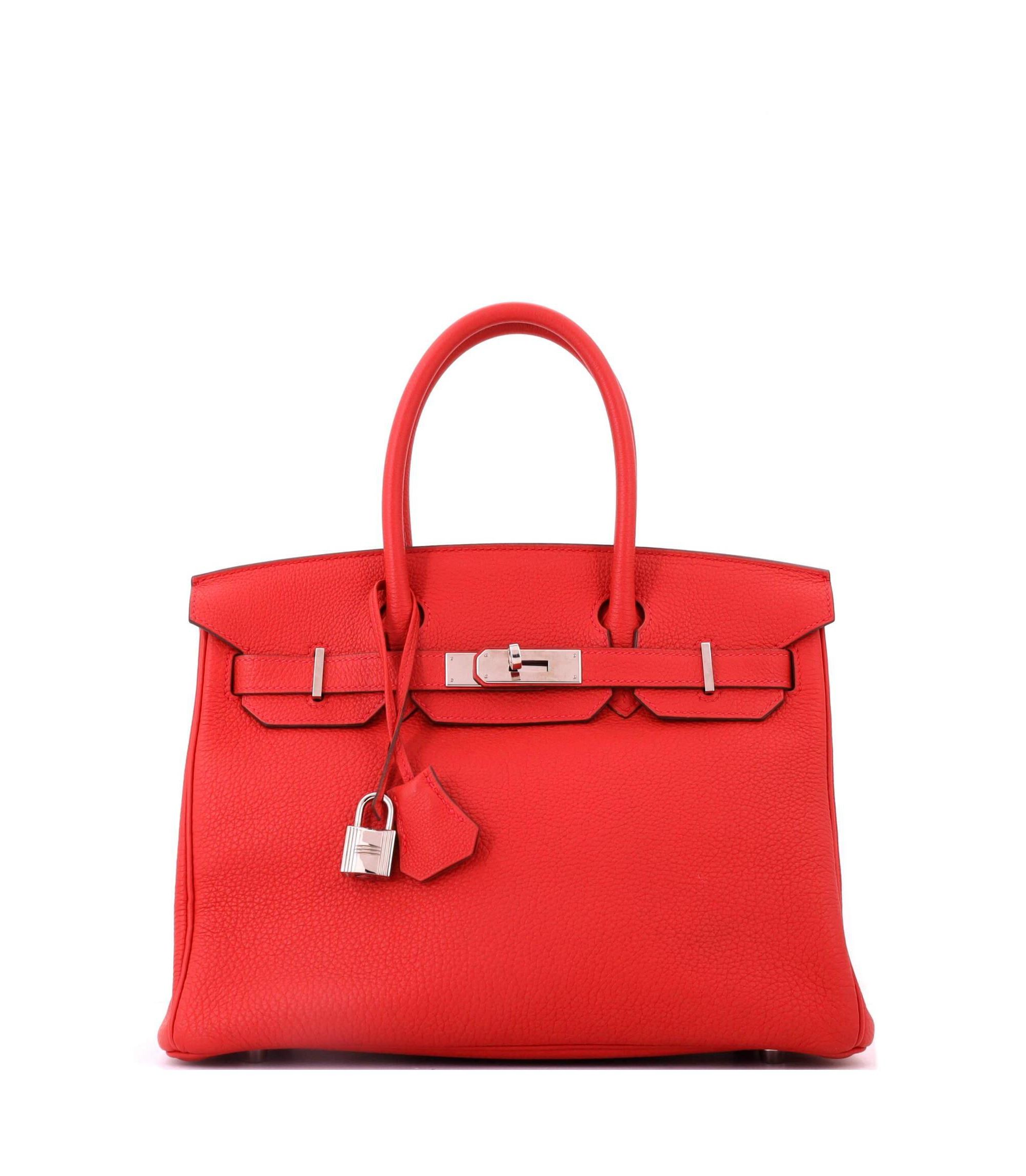 Birkin 30 Handbag Red Togo with Palladium Hardware - Image 1