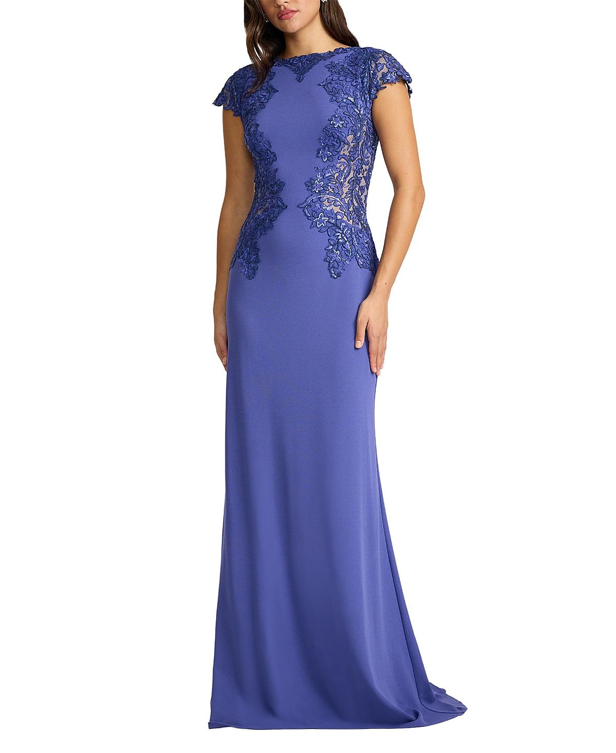 Tadashi Shoji Vicente Embroidered Crepe Gown