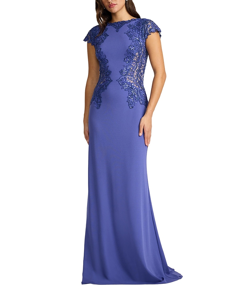 Tadashi Shoji Vicente Embroidered Crepe Gown