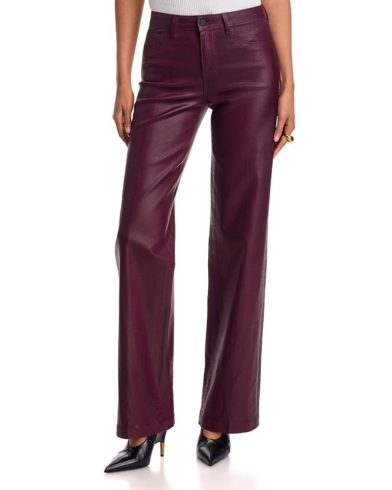 L'agence Clayton High Rise Wide Leg Jeans in Deep Sangria Coated