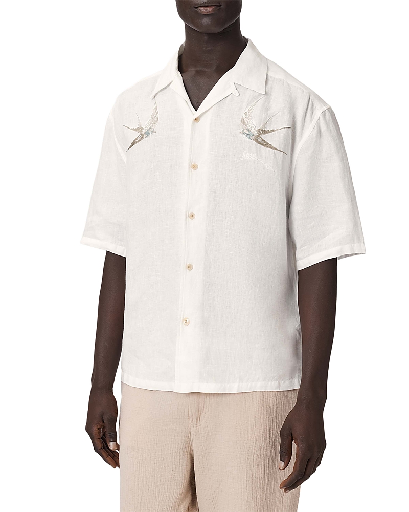 Allsaints Avia Embroidered Swallows Linen Shirt