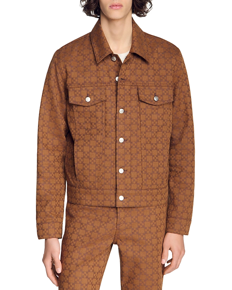 Sandro Square Cross Trucker Denim Jacket