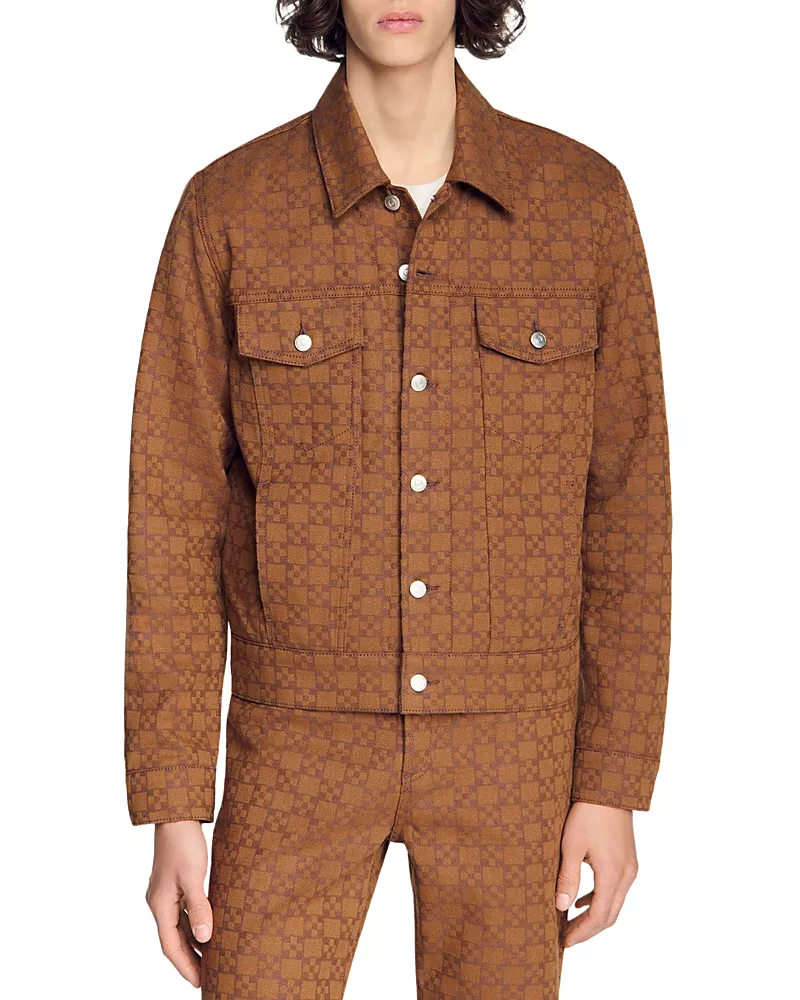 Sandro Square Cross Trucker Denim Jacket