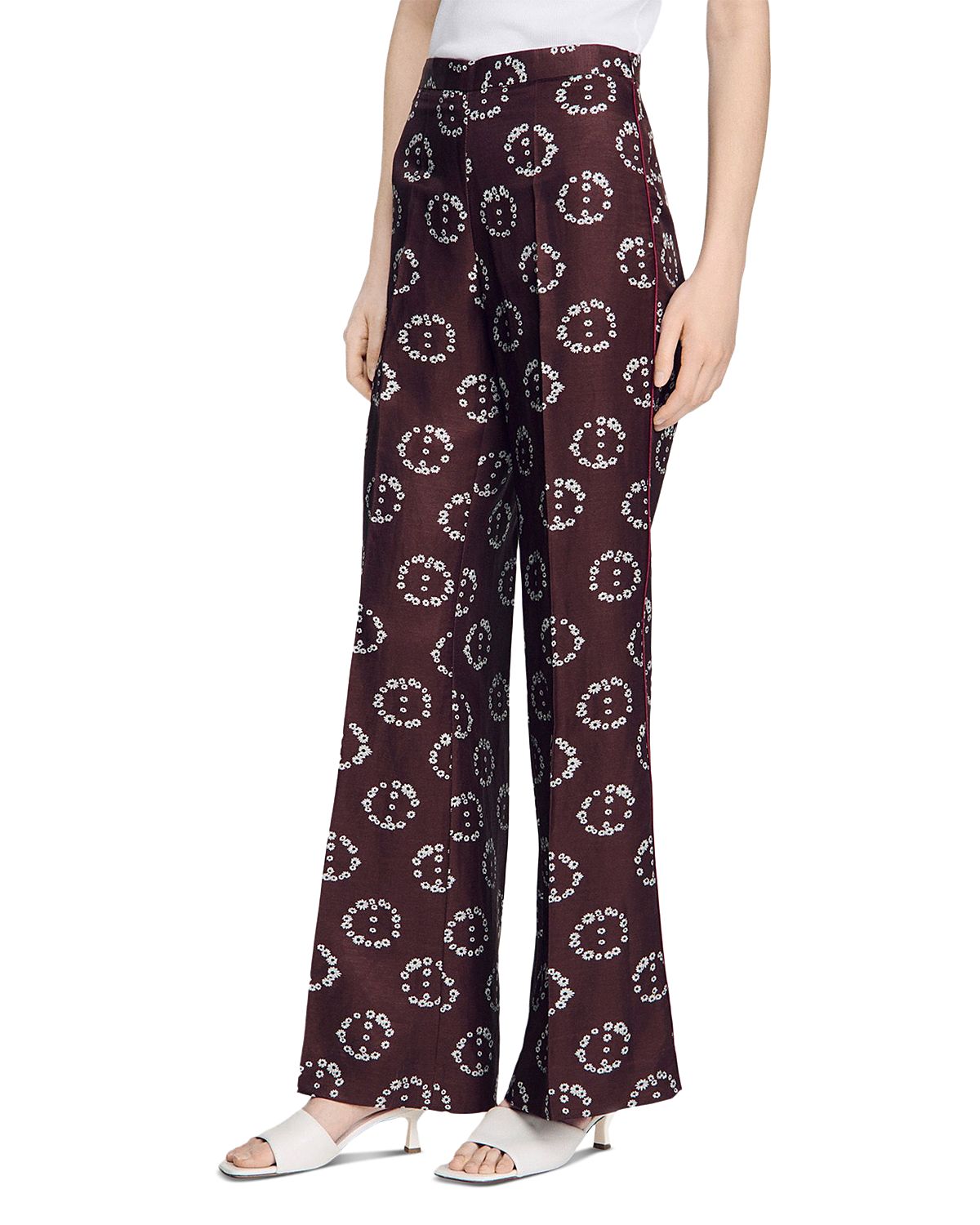 Sandro Floral Print Floaty Pants