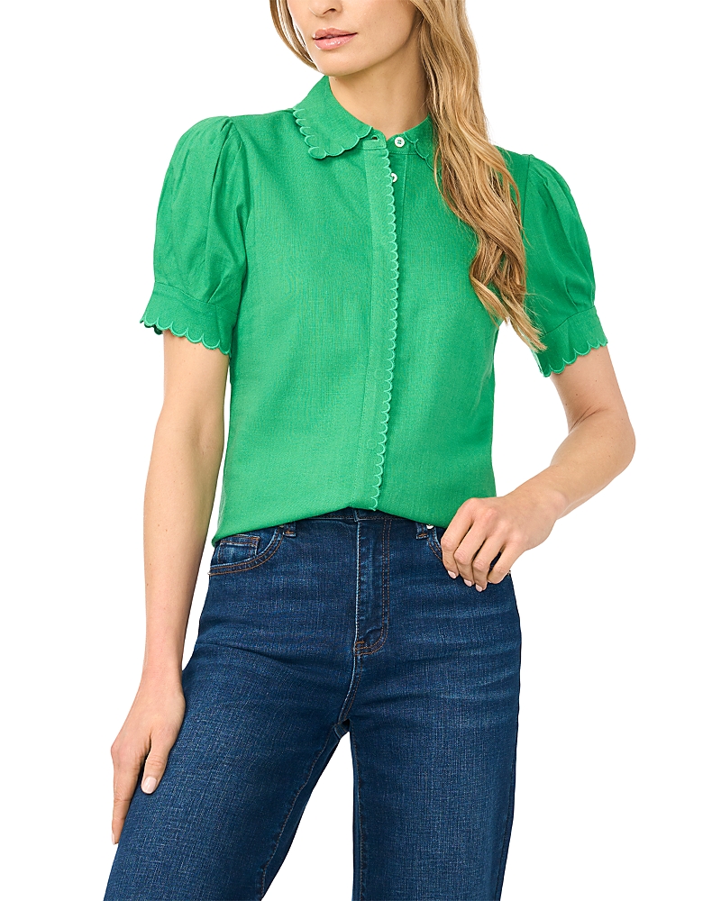 Cece Short Sleeve Scallop Trim Shirt