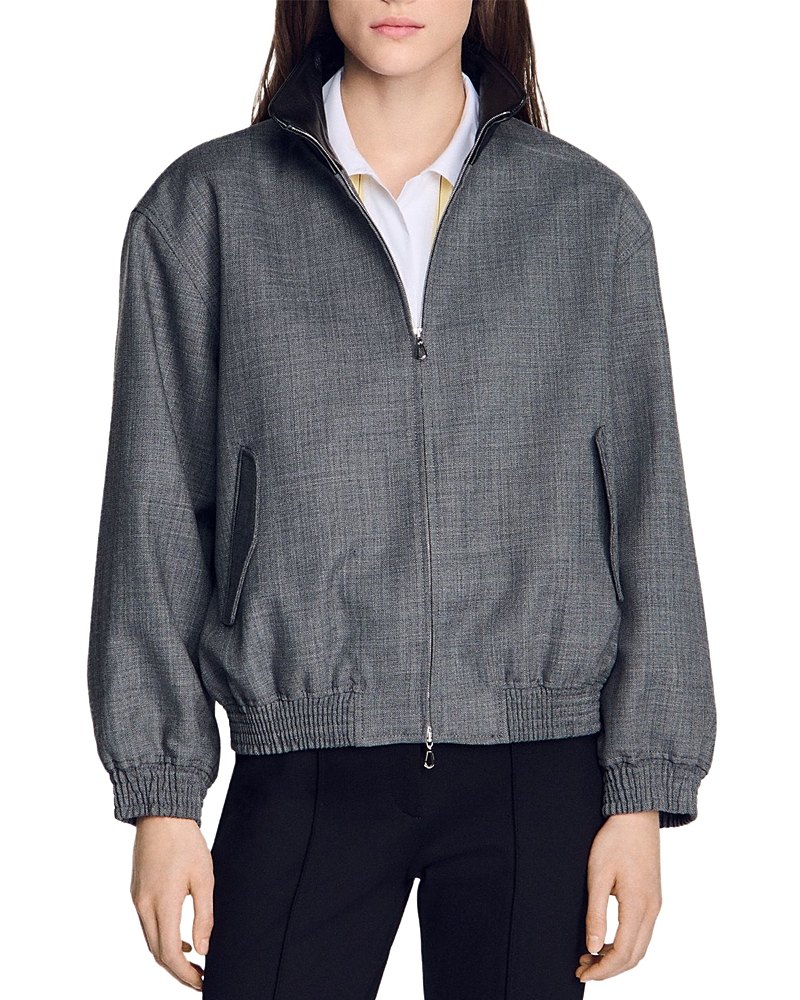 Sandro Oversized Leather Collar Jacket