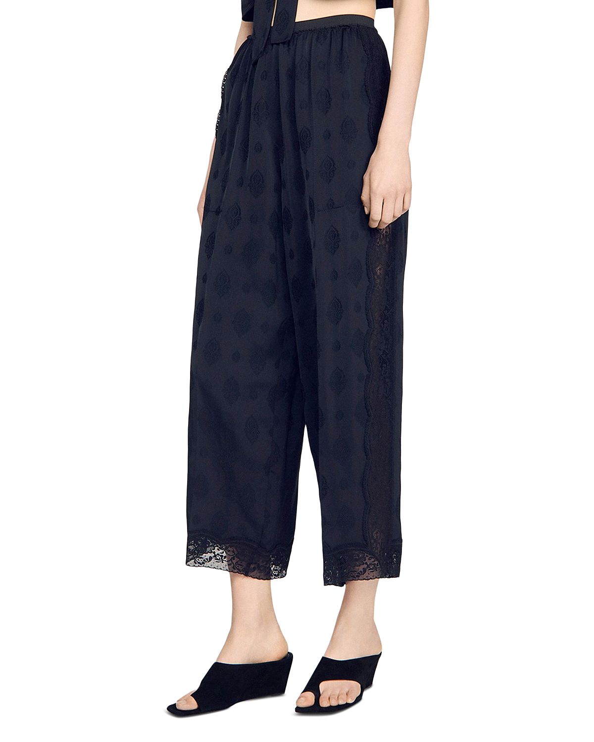 Sandro Fluid Paisley Jacquard Pants