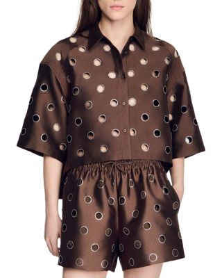 Rhinestone Cutout Shirt