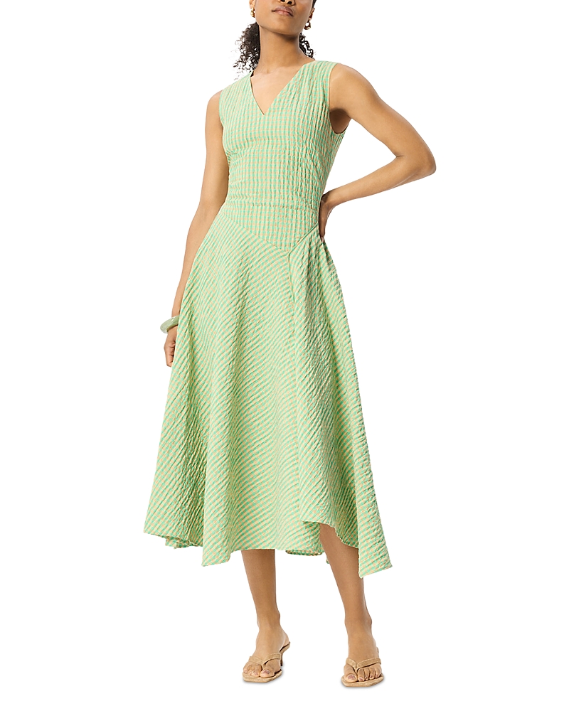 Whistles Check V Neck Asymmetric Dress