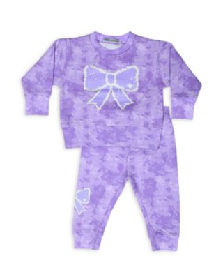 Girls' Tie Dyed Element Glitter Details Bow Top & Pants Set - Baby  