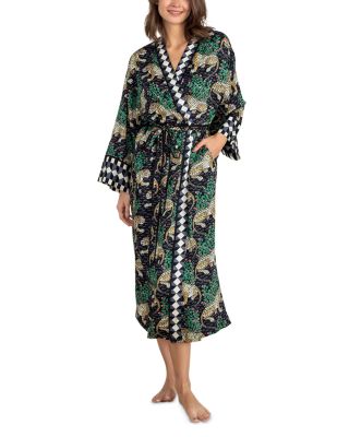 Printfresh Bagheera Satin Robe In Green