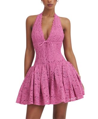 Karla Lace Drop Waist Halter Mini Dress