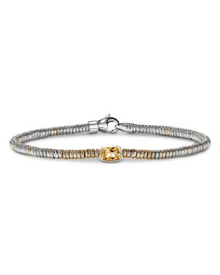 14K Yellow Gold & Sterling Silver Heishi Citrine Bead Bracelet