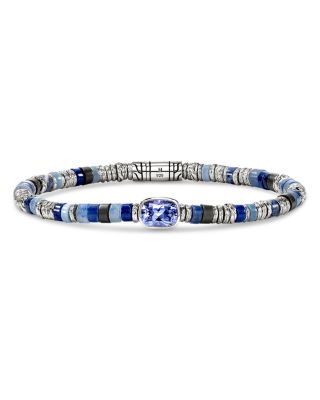 Sterling Silver Heishi Tanzanite & Multi Gemstone Bead Bracelet