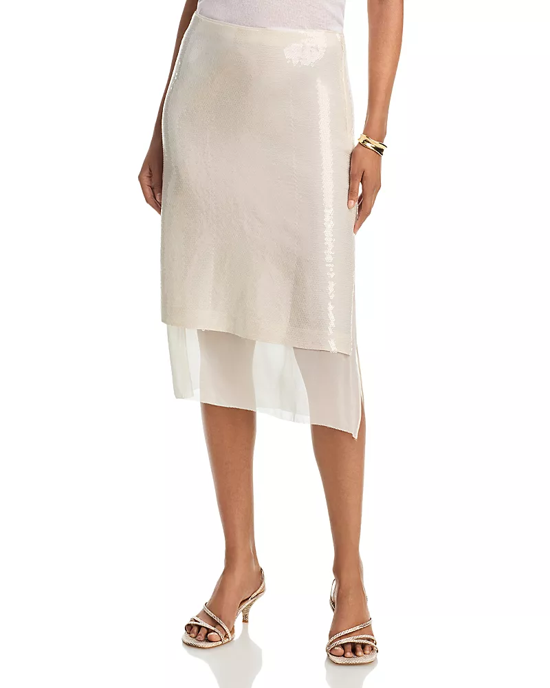 Frame The Sequin Starlight Silk Skirt