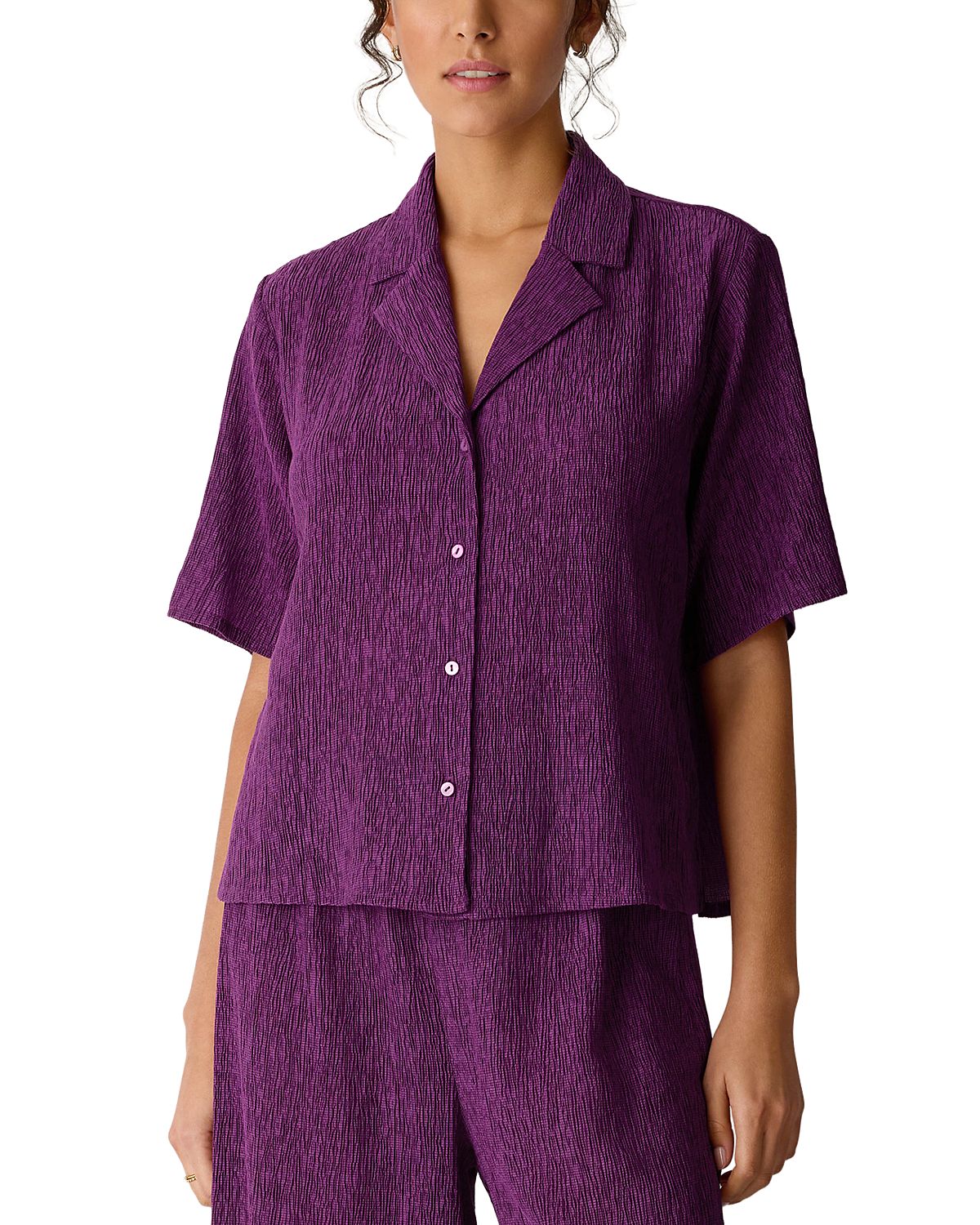 Eileen Fisher Crinkled Button Front Shirt