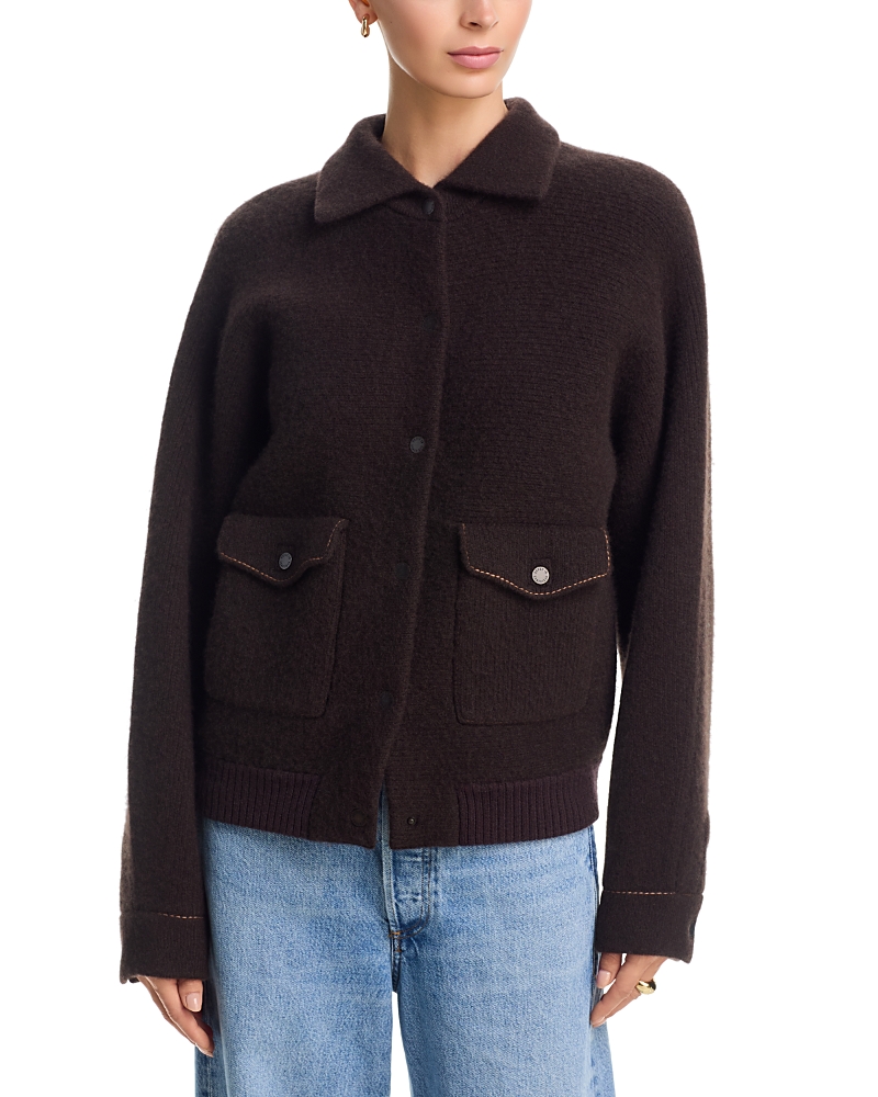 Guest in Residence Felted Wool Cashmere Bomber Jacket