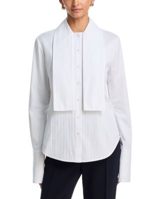 Inez Cotton Neck Scarf Tuxedo Shirt