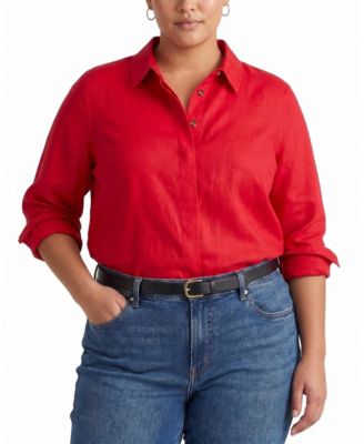 Universal Standard Women's Plus Elbe Stretch Linen Shirt