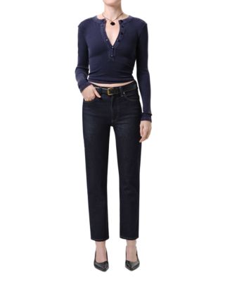 Caia High Rise Straight Jeans in Inky Rinse - thumbnail 3