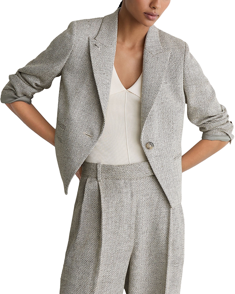 Reiss Ezra Herringbone Cropped Blazer