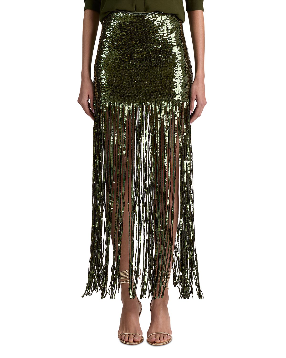 Alice and Olivia Kendra Sequinned Fringe Skirt