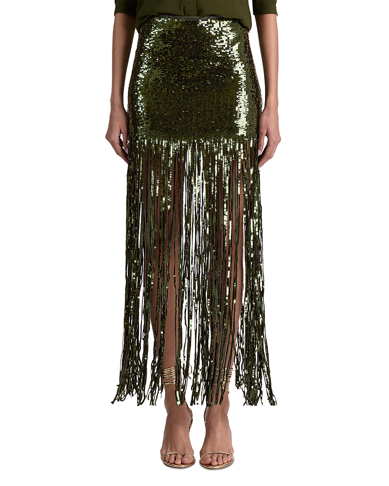 Alice and Olivia Kendra Sequinned Fringe Skirt
