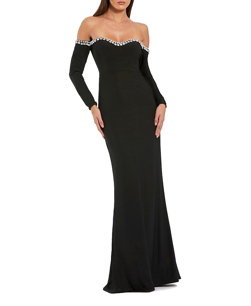 Mac Duggal Long Sleeve Off The Shoulder Mermaid Gown