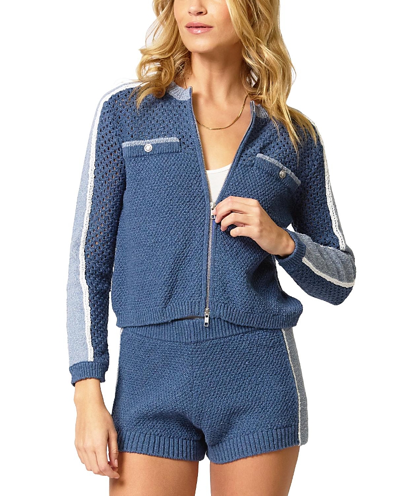 Central Park West Women's Raya Mixed Stitch Zip Cardi