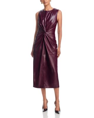 Nat Faux Leather Midi Dress
