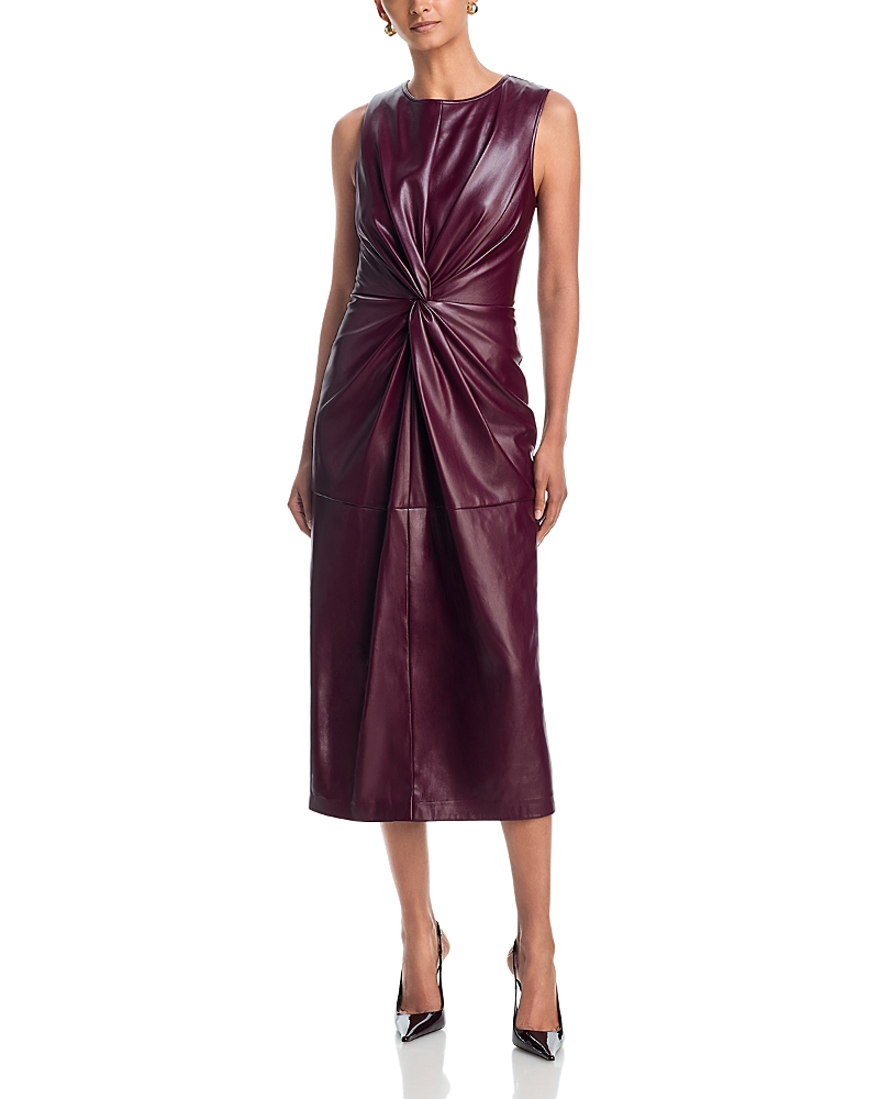 Milly Nat Faux Leather Midi Dress