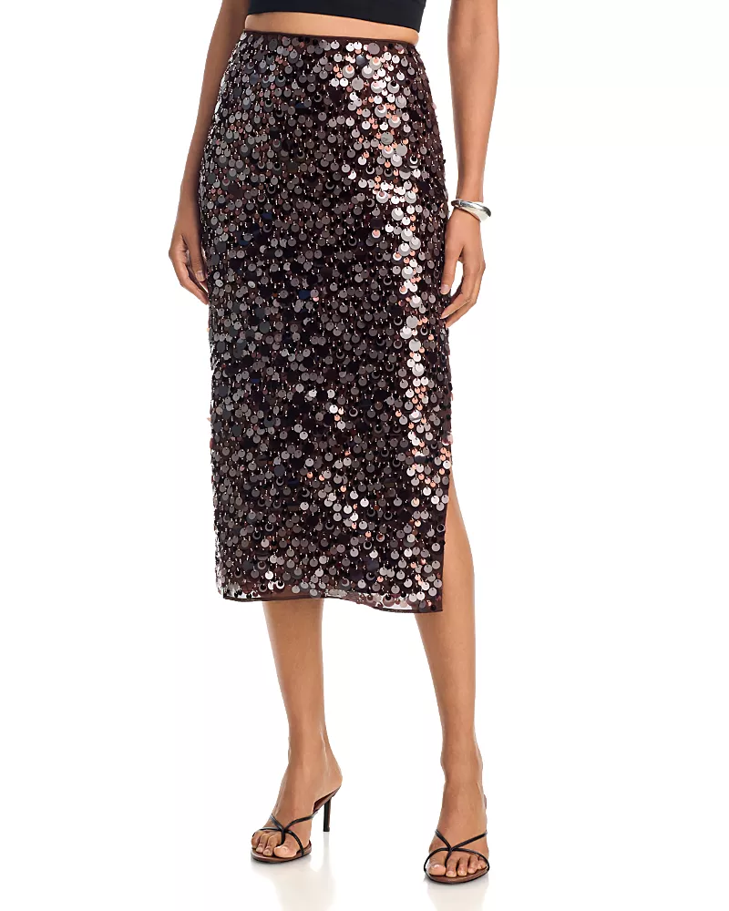 Milly Roxanne Paillette Midi Skirt