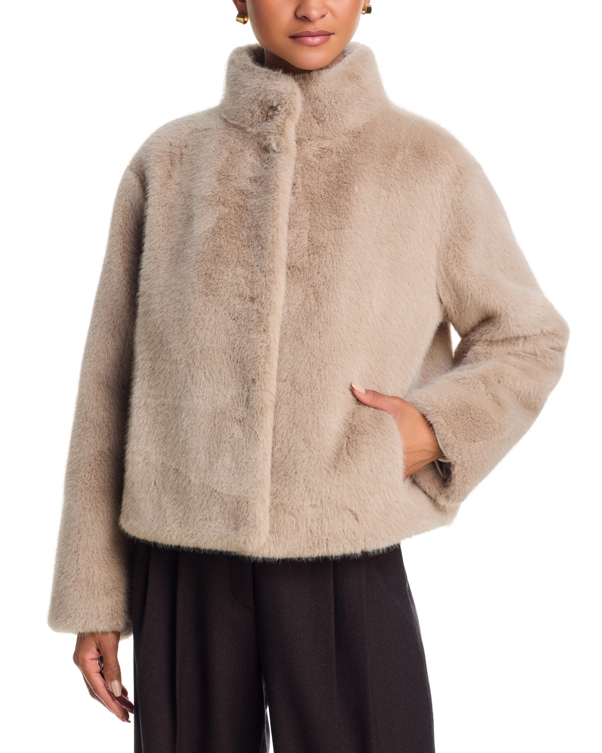 Faux Fur Snap Front Jacket