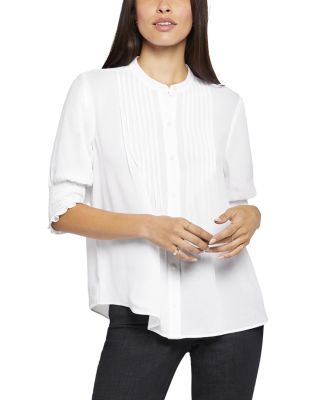 Nydj Floral Print Pleated Peasant Top