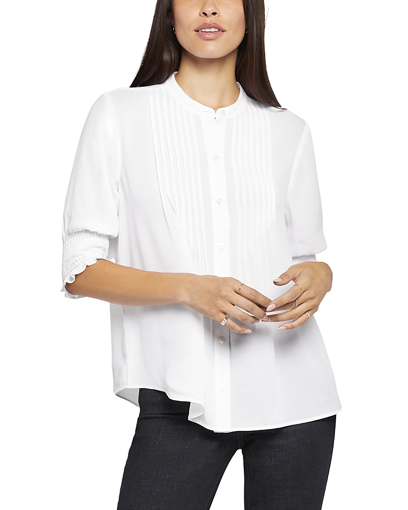 Nydj Floral Print Pleated Peasant Top