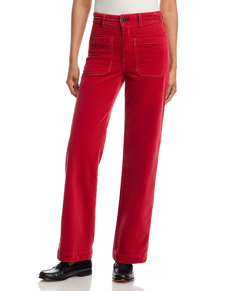 Askk Ny Sailor Corduroy High Rise Straight Leg Jeans in Vintage Red