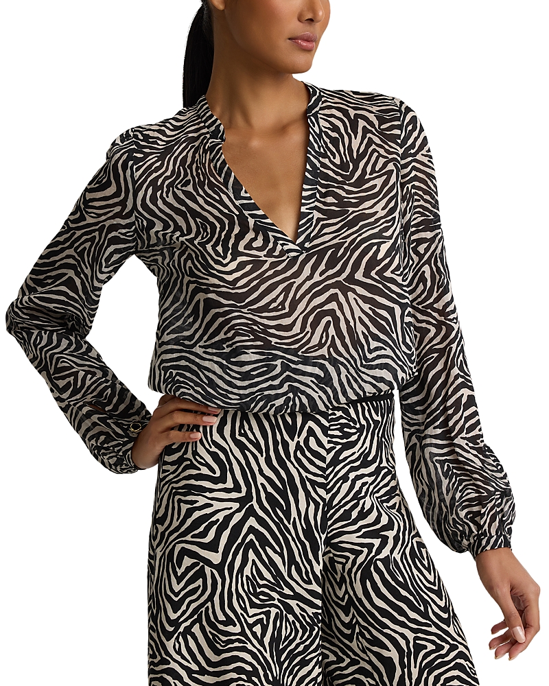 St. John Printed V Neck Tunic Top