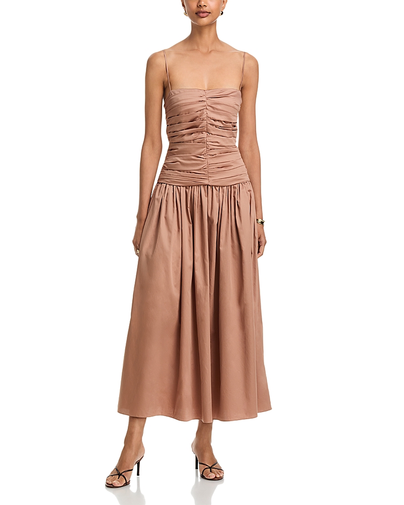 Tove Amina Cotton Ruched Bodice Midi Dress