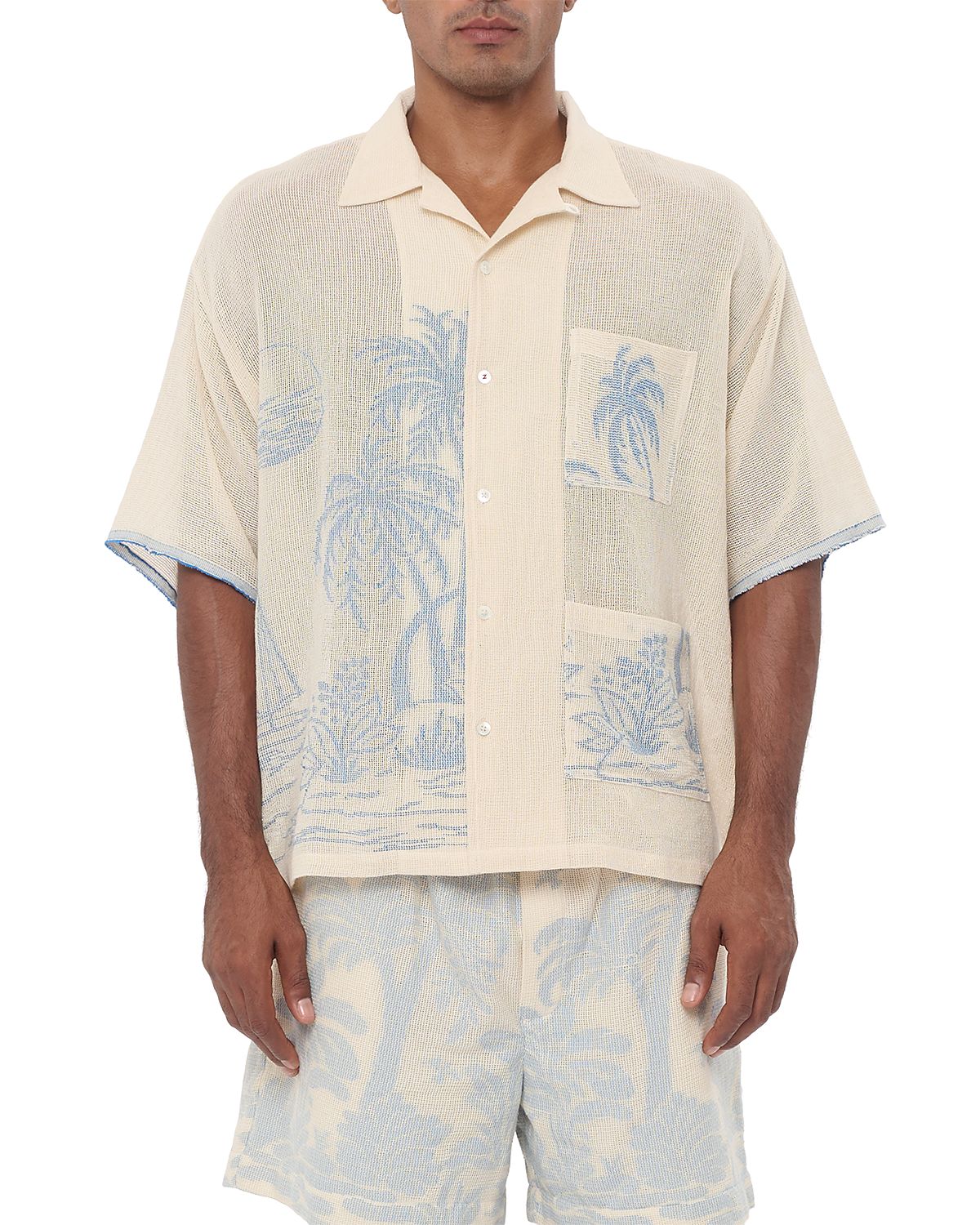 Baziszt Chand Palm Woven Graphic Shirt